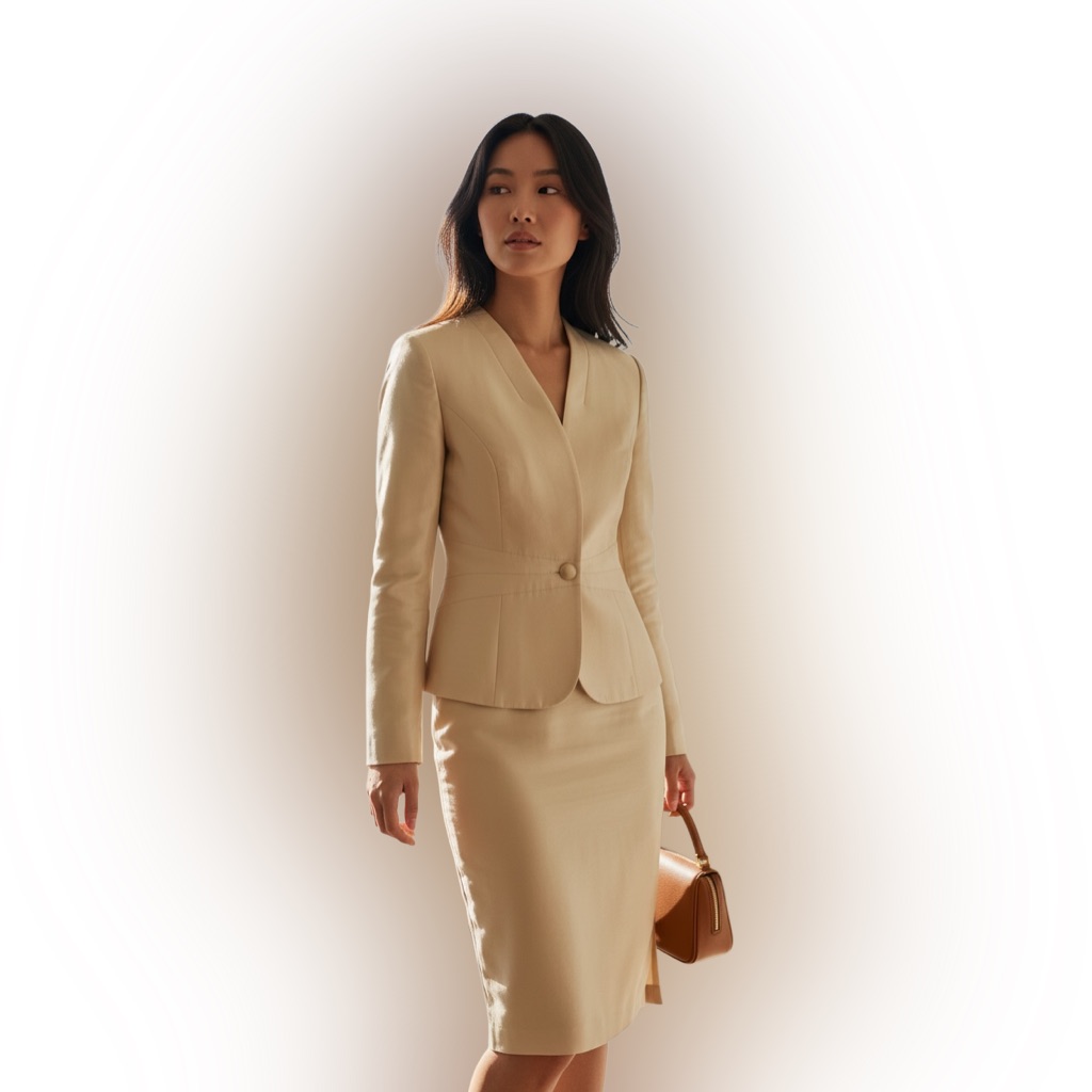 Vintage Talbots $269 Elegant Gold Blazer And Skirt Classic Set Size 12